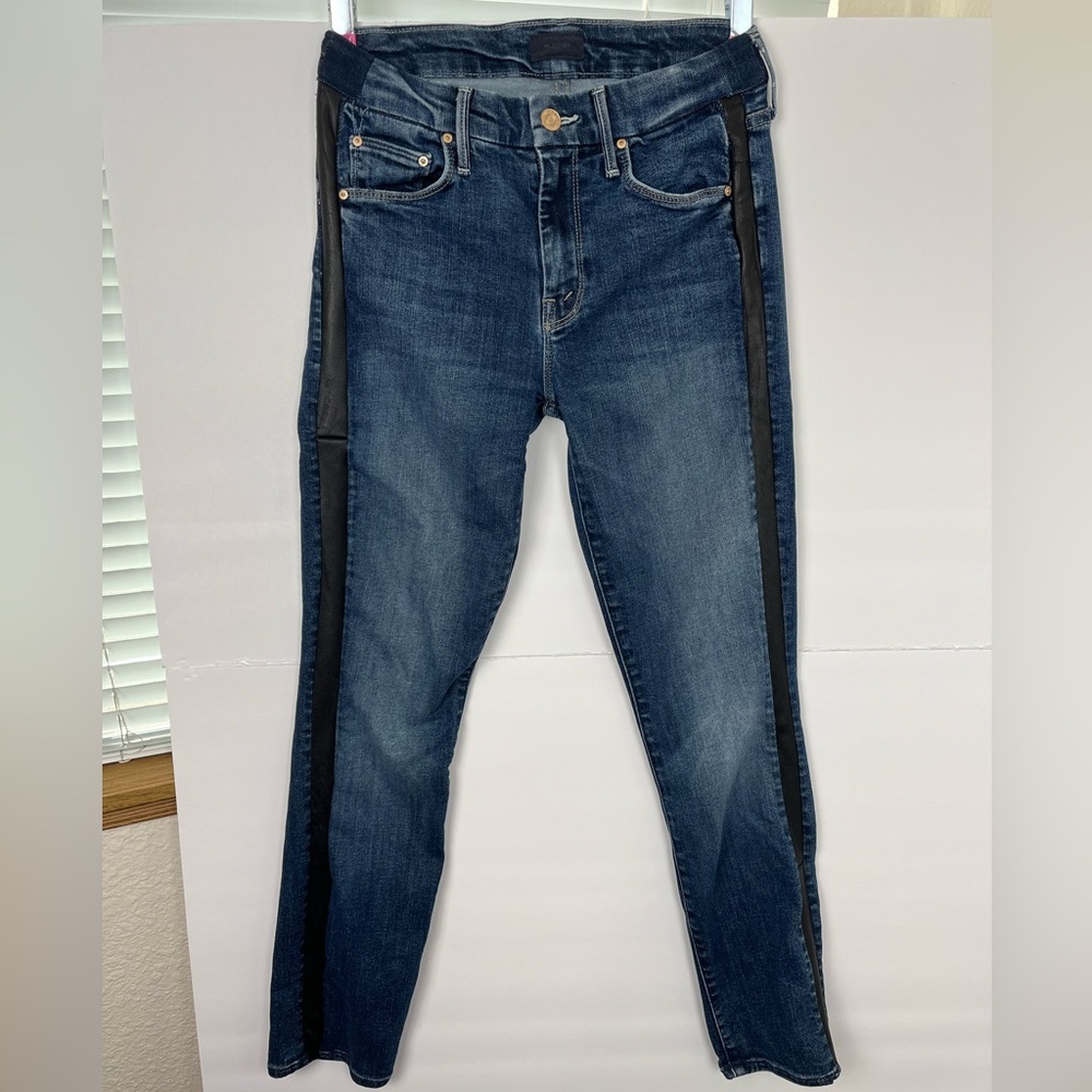 MOTHER  jeans 24 the looker crop On The Edge Black Side Stripes